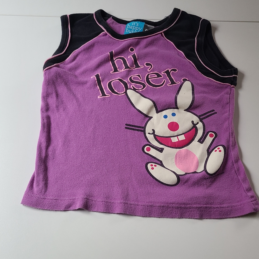 Happy Bunny Sleep Tank Top with Black Trim